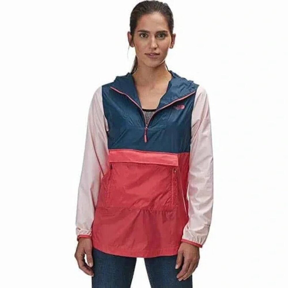 The North‎ Face Blue Pink Color Block Windfall Fanorak 2.0 Packable Windbreaker
